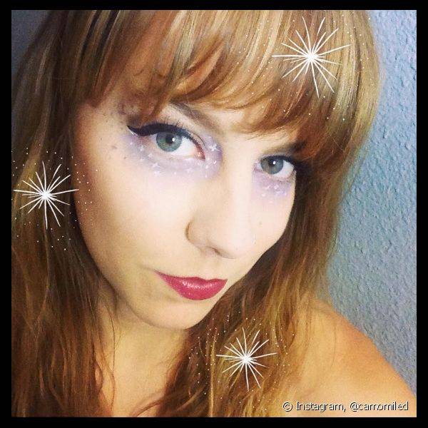 Na maquiagem para o Carnaval ou festivais de m?sica, as estrelas podem surgir pintadas de l?pis branco ao redor dos olhos (Foto: Instagram @camomiled)